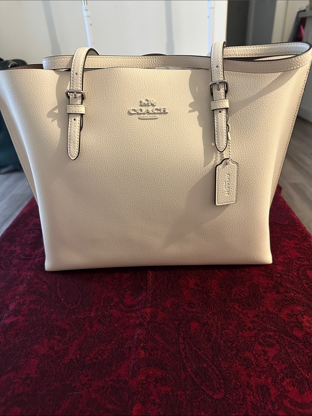 Coach Pebble Leather Molly Tote in Ivory